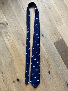 Vintage Prince Consort Navy Blue Whale Novelty Tie 100% Polyester Retro